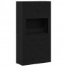 Highboard Czarny Dąb 80 x 33 x 150 cm Materiał drewnopochodny