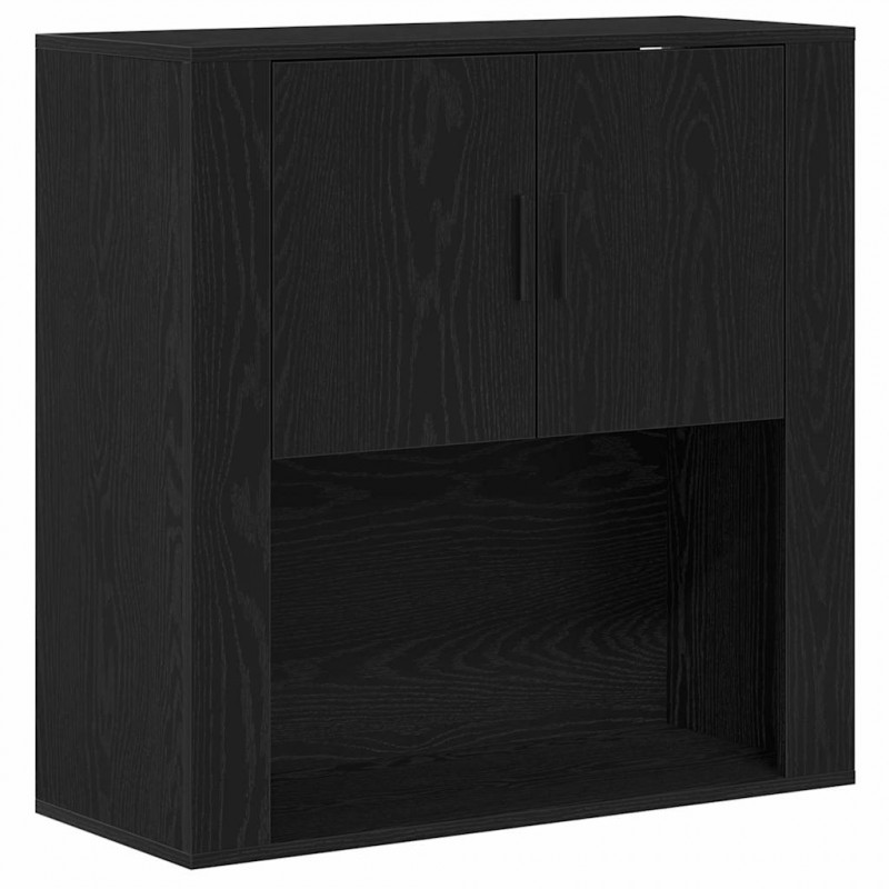Highboard Czarny Dąb 80 x 33 x 150 cm Materiał drewnopochodny