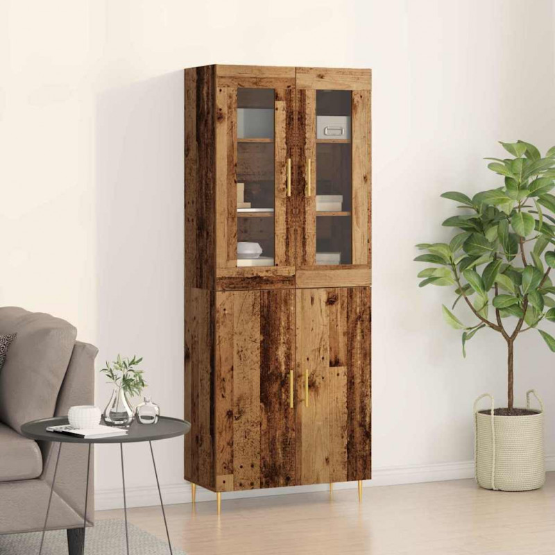 Highboard 2 pcs Stare drewno Materiał drewnopochodny