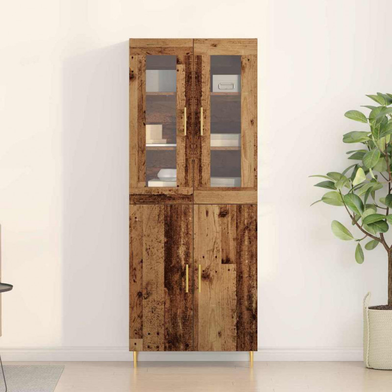 Highboard 2 pcs Stare drewno Materiał drewnopochodny