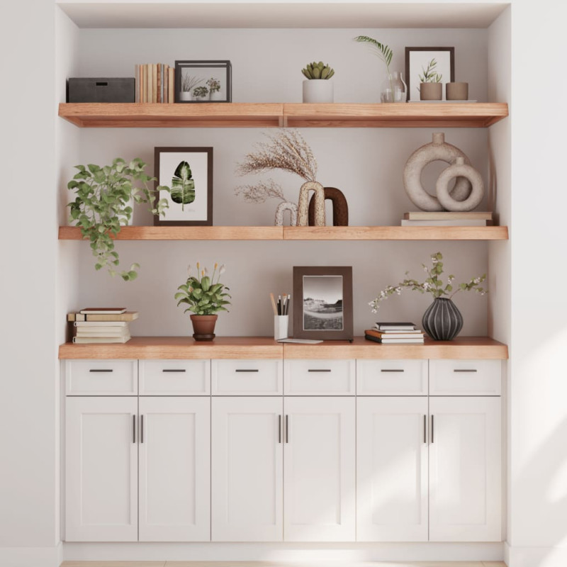 Półka, brązowa, 180x60x(2-6) cm, lakierowane lite drewno dębowe