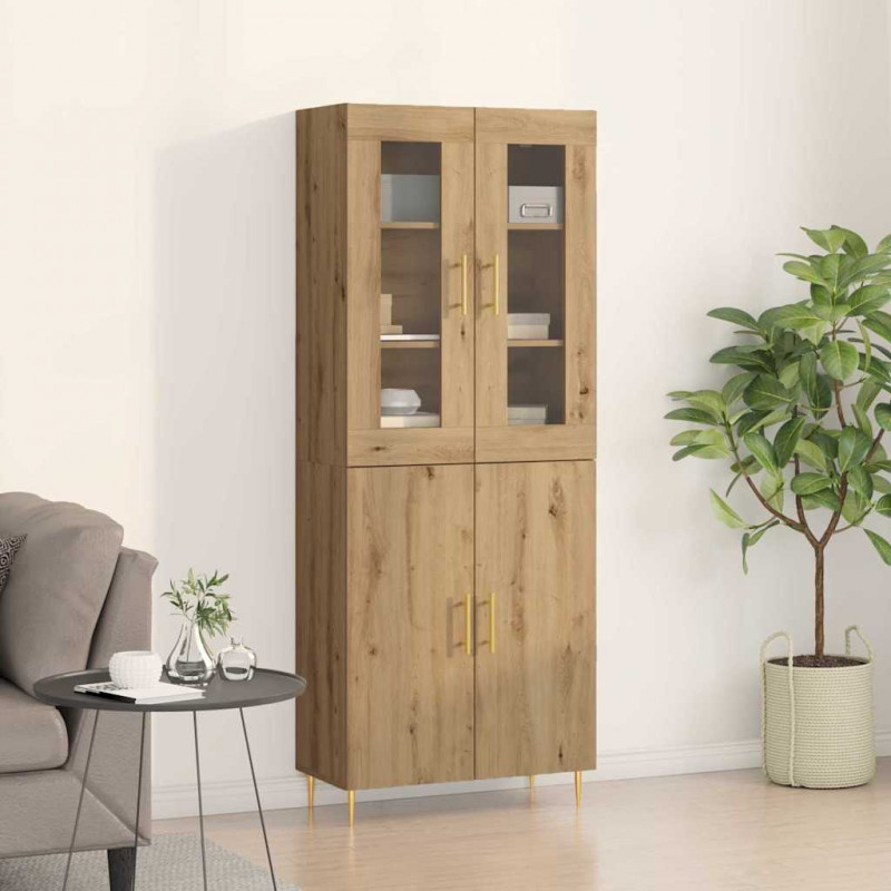 Highboard 2 pcs Dąb rzemieślniczy Materiał drewnopochodny