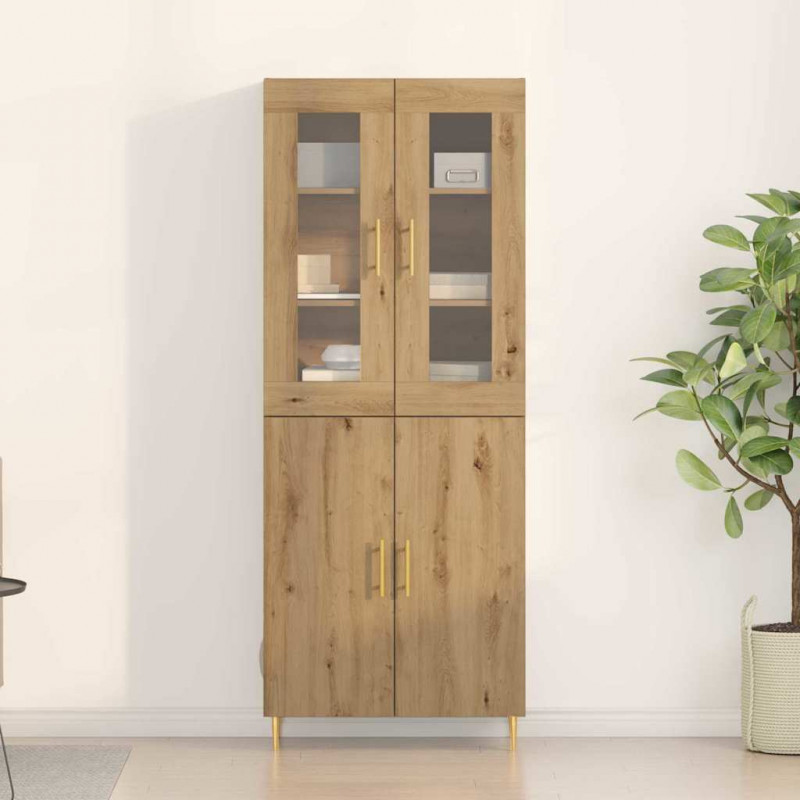 Highboard 2 pcs Dąb rzemieślniczy Materiał drewnopochodny