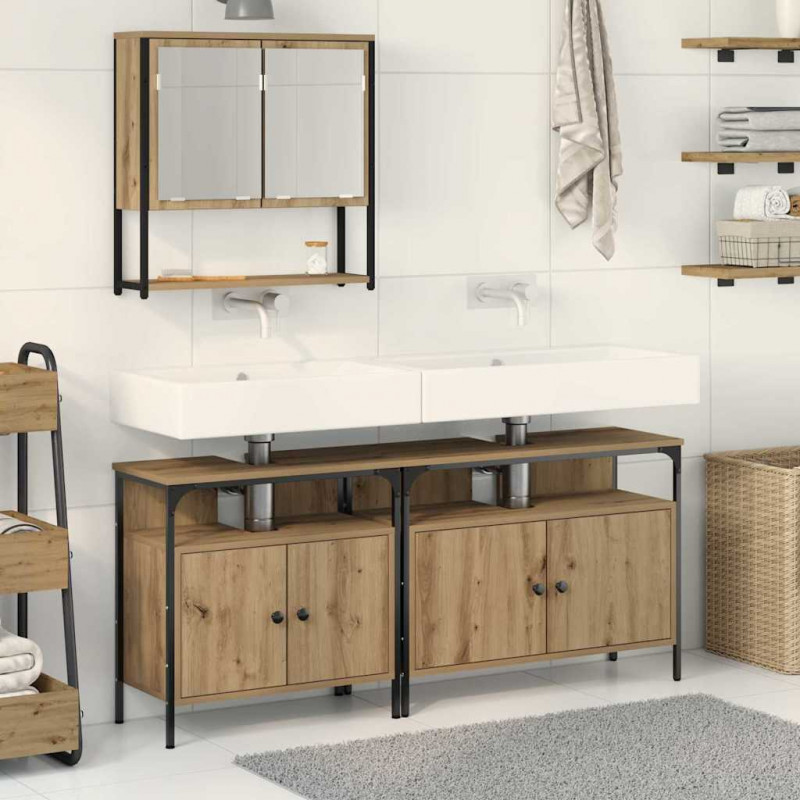 Zestaw mebli łazienkowych 3 pcs Brązowy Materiał drewnopochodny