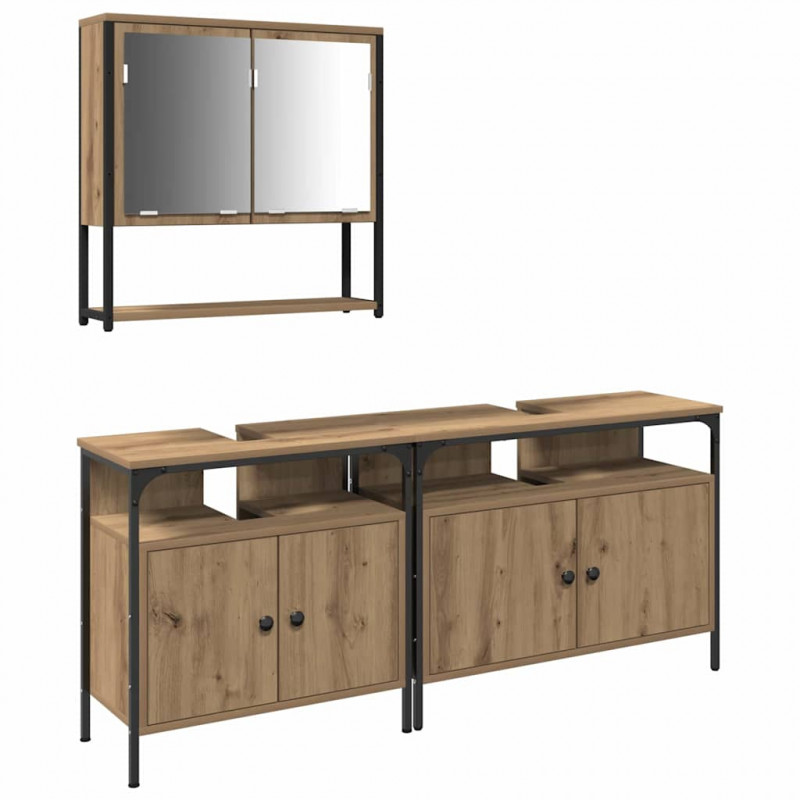 Zestaw mebli łazienkowych 3 pcs Brązowy Materiał drewnopochodny