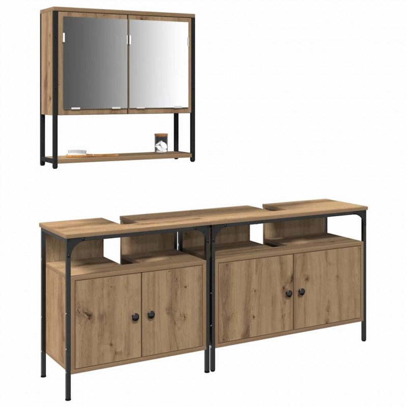 Zestaw mebli łazienkowych 3 pcs Brązowy Materiał drewnopochodny