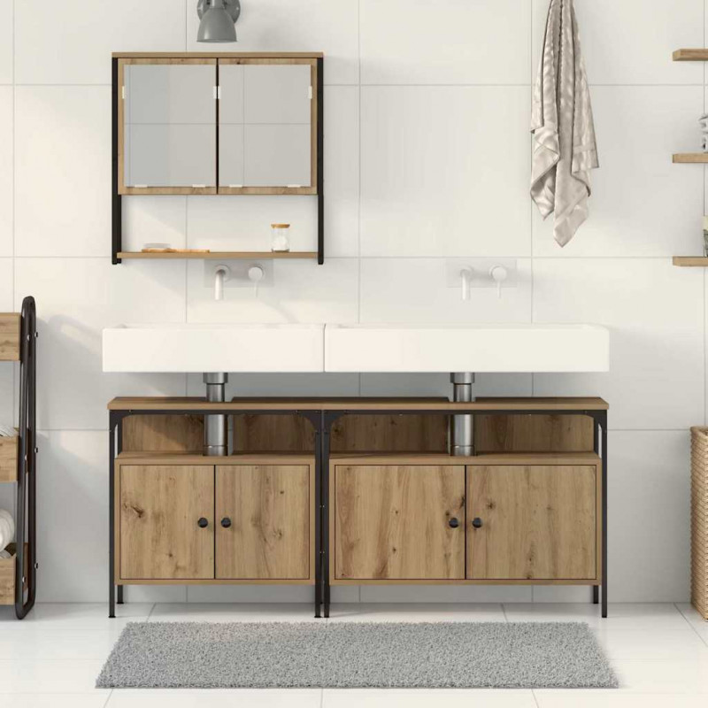 Zestaw mebli łazienkowych 3 pcs Brązowy Materiał drewnopochodny