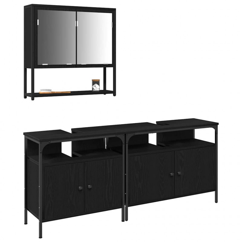 Zestaw mebli łazienkowych 3 pcs Czarny Materiał drewnopochodny