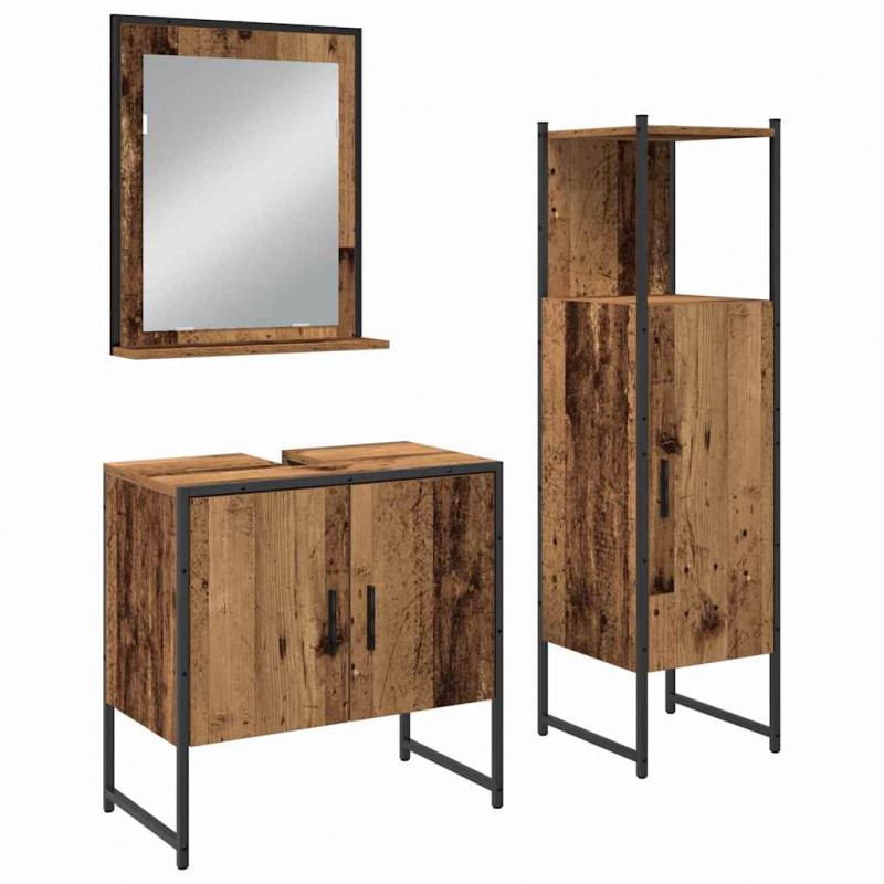 Zestaw mebli łazienkowych 3 pcs Brązowy Materiał drewnopochodny