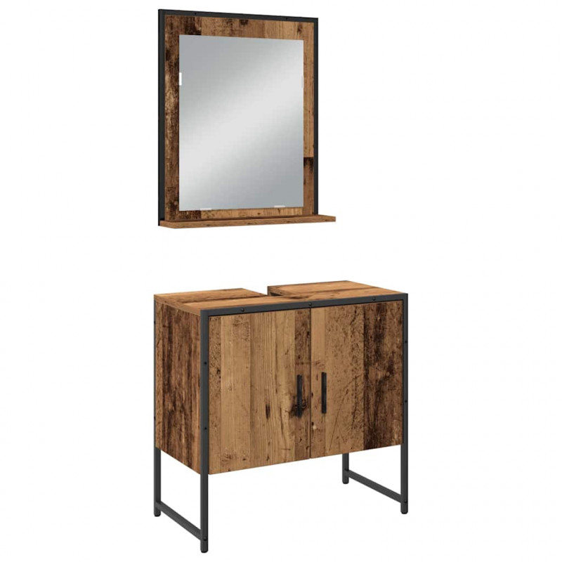 Zestaw mebli łazienkowych 3 pcs Brązowy Materiał drewnopochodny