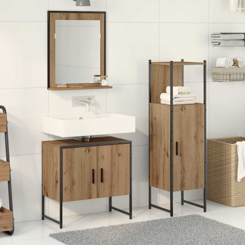Zestaw mebli łazienkowych 3 pcs Brązowy Materiał drewnopochodny