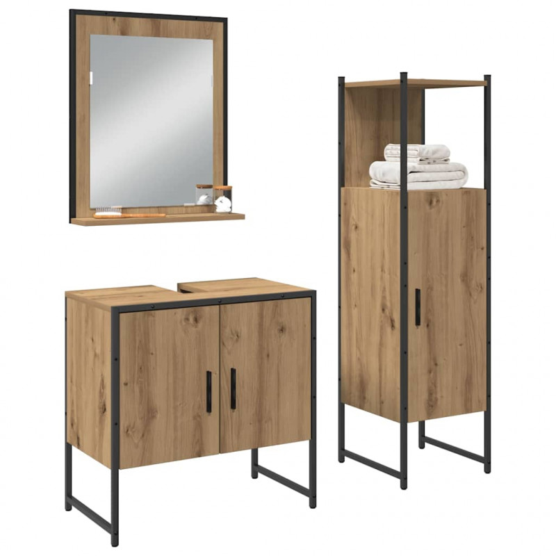 Zestaw mebli łazienkowych 3 pcs Brązowy Materiał drewnopochodny