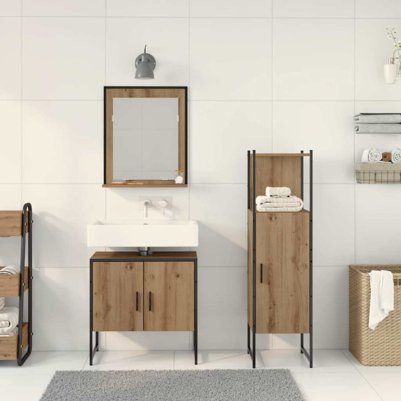 Zestaw mebli łazienkowych 3 pcs Brązowy Materiał drewnopochodny