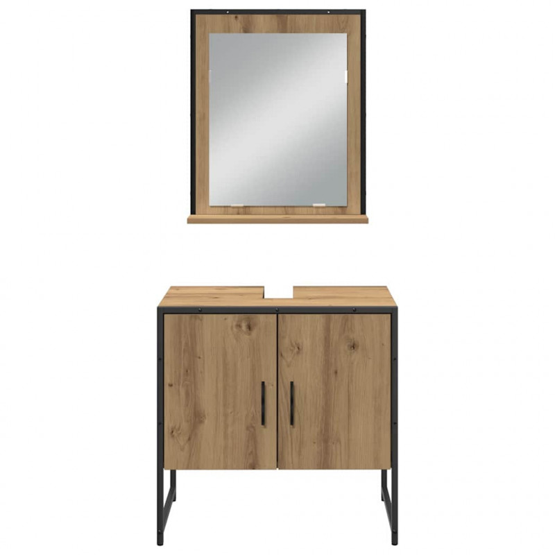 Zestaw mebli łazienkowych 3 pcs Brązowy Materiał drewnopochodny