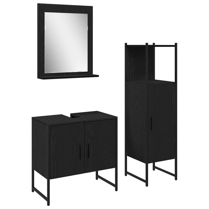 Zestaw mebli łazienkowych 3 pcs Czarny Materiał drewnopochodny