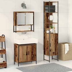 Zestaw mebli łazienkowych 3 pcs Brązowy Materiał drewnopochodny