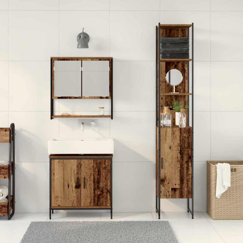 Zestaw mebli łazienkowych 3 pcs Brązowy Materiał drewnopochodny