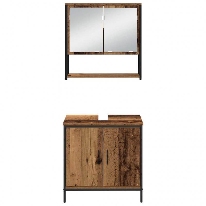 Zestaw mebli łazienkowych 3 pcs Brązowy Materiał drewnopochodny