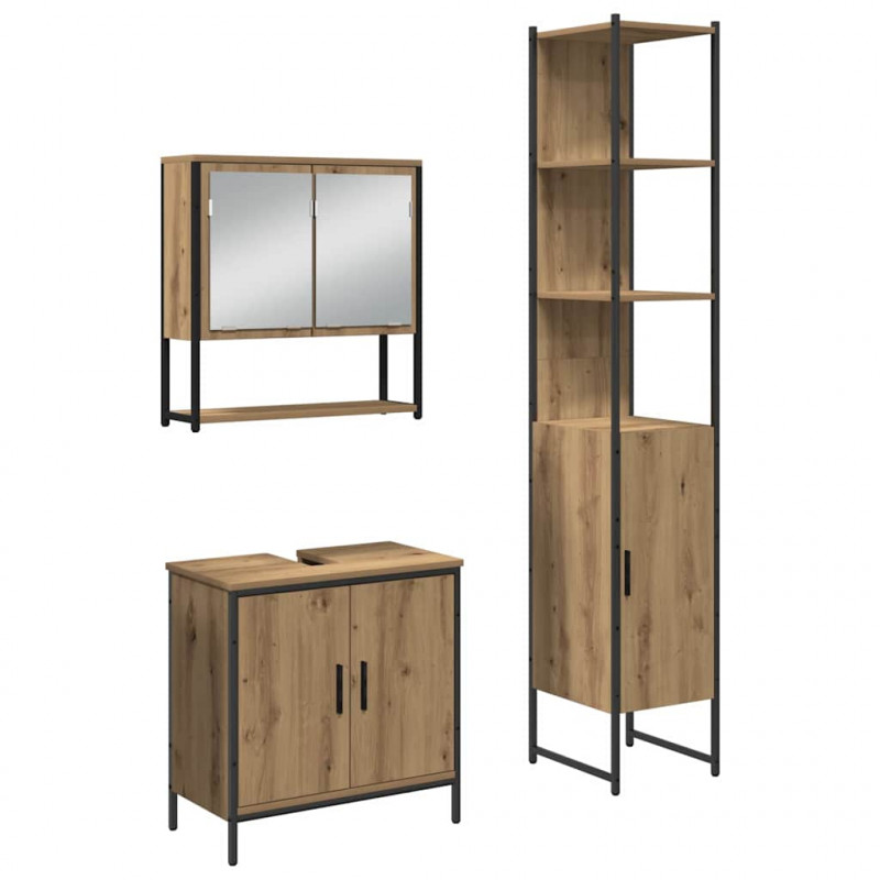 Zestaw mebli łazienkowych 3 pcs Brązowy Materiał drewnopochodny