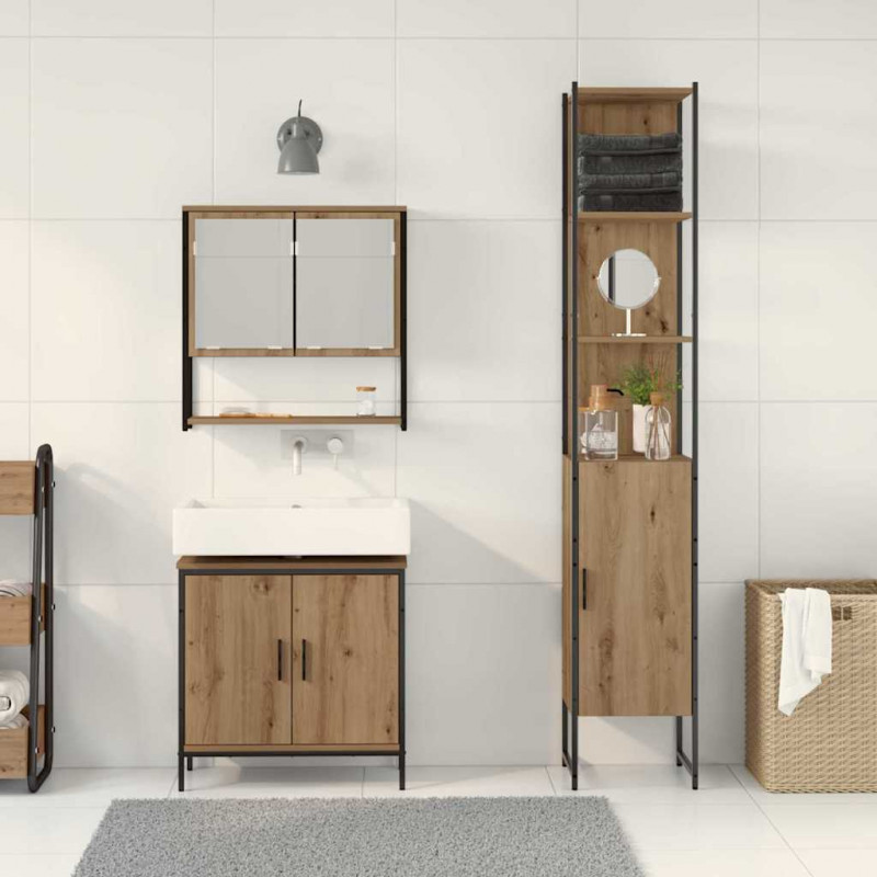 Zestaw mebli łazienkowych 3 pcs Brązowy Materiał drewnopochodny
