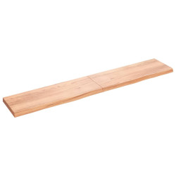 Półka, brązowa, 220x40x(2-6) cm, lakierowane lite drewno dębowe