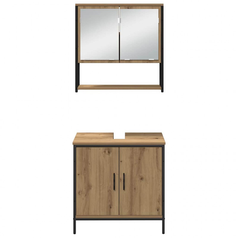 Zestaw mebli łazienkowych 3 pcs Brązowy Materiał drewnopochodny