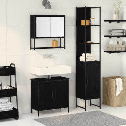 Zestaw mebli łazienkowych 3 pcs Czarny Materiał drewnopochodny