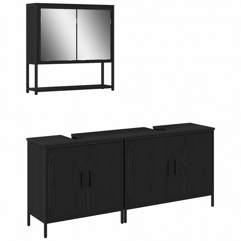 Zestaw mebli łazienkowych 3 pcs Czarny Materiał drewnopochodny