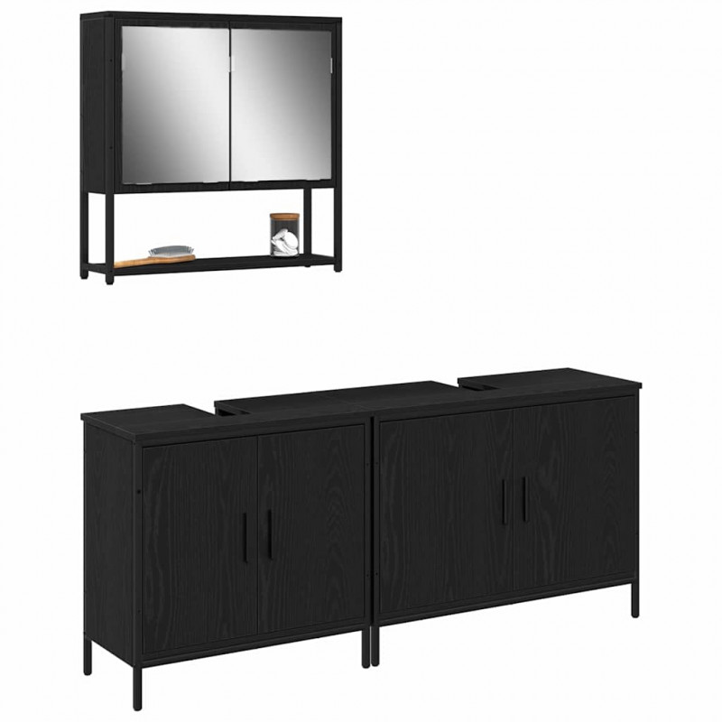 Zestaw mebli łazienkowych 3 pcs Czarny Materiał drewnopochodny