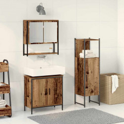 Zestaw mebli łazienkowych 3 pcs Brązowy Materiał drewnopochodny