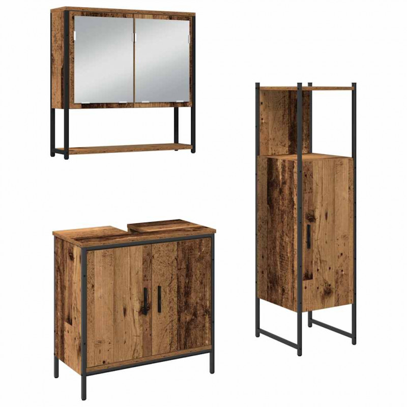 Zestaw mebli łazienkowych 3 pcs Brązowy Materiał drewnopochodny