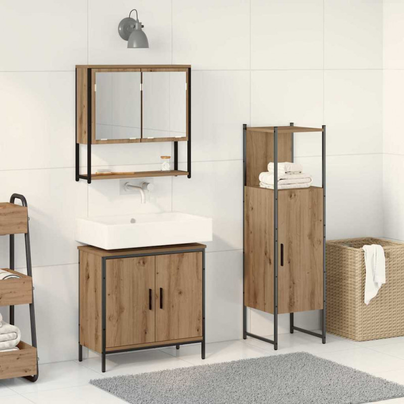 Zestaw mebli łazienkowych 3 pcs Brązowy Materiał drewnopochodny