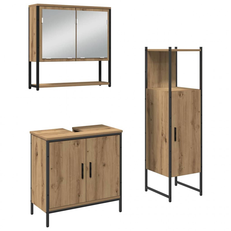 Zestaw mebli łazienkowych 3 pcs Brązowy Materiał drewnopochodny