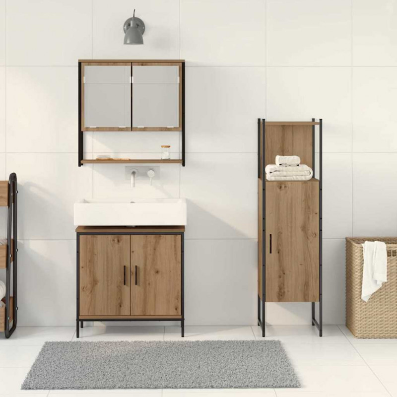 Zestaw mebli łazienkowych 3 pcs Brązowy Materiał drewnopochodny
