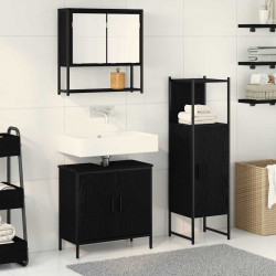 Zestaw mebli łazienkowych 3 pcs Czarny Materiał drewnopochodny