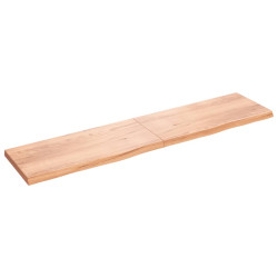 Półka, brązowa, 220x50x(2-6) cm, lakierowane lite drewno dębowe