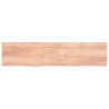Półka, brązowa, 220x50x(2-6) cm, lakierowane lite drewno dębowe
