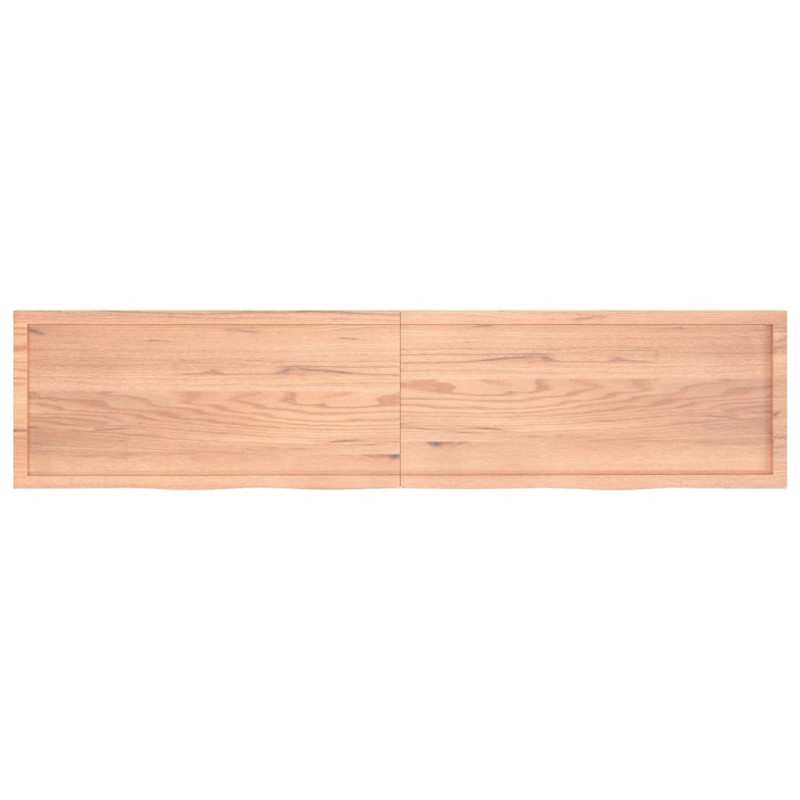 Półka, brązowa, 220x50x(2-6) cm, lakierowane lite drewno dębowe