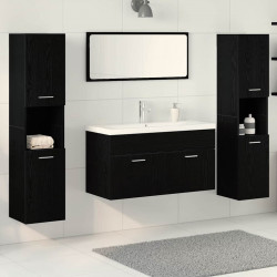 Zestaw mebli łazienkowych z półką z drzwiami 4 pcs Czarny Dąb