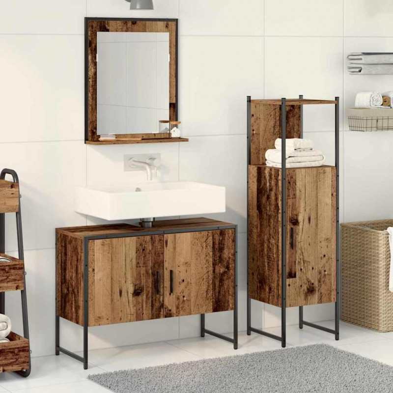 Zestaw mebli łazienkowych 3 pcs Brązowy Materiał drewnopochodny