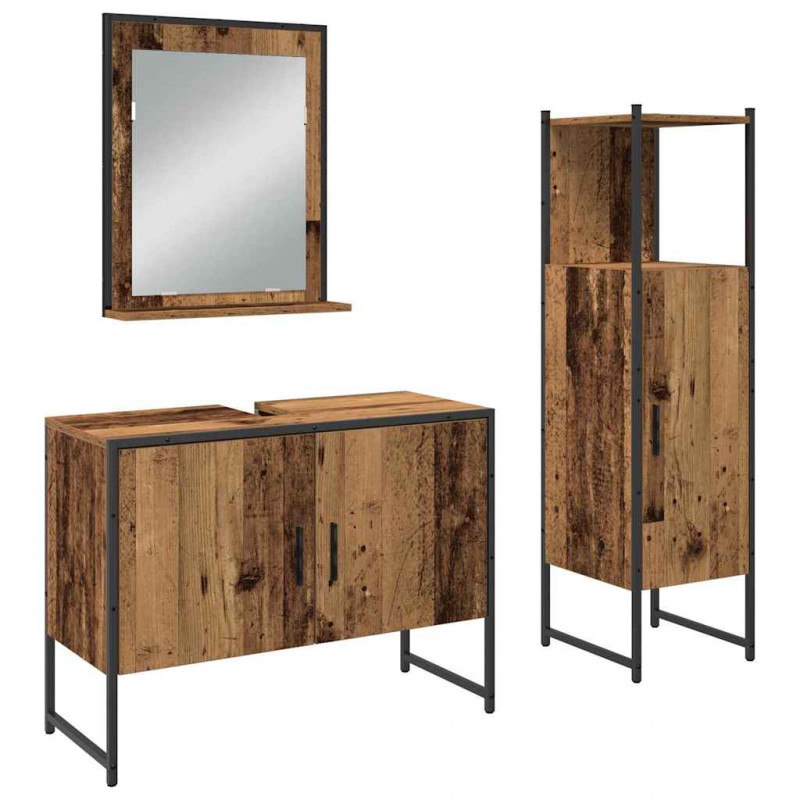 Zestaw mebli łazienkowych 3 pcs Brązowy Materiał drewnopochodny