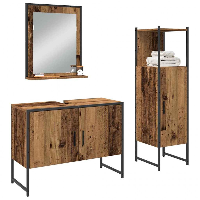 Zestaw mebli łazienkowych 3 pcs Brązowy Materiał drewnopochodny