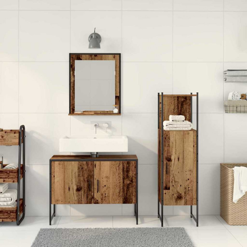 Zestaw mebli łazienkowych 3 pcs Brązowy Materiał drewnopochodny