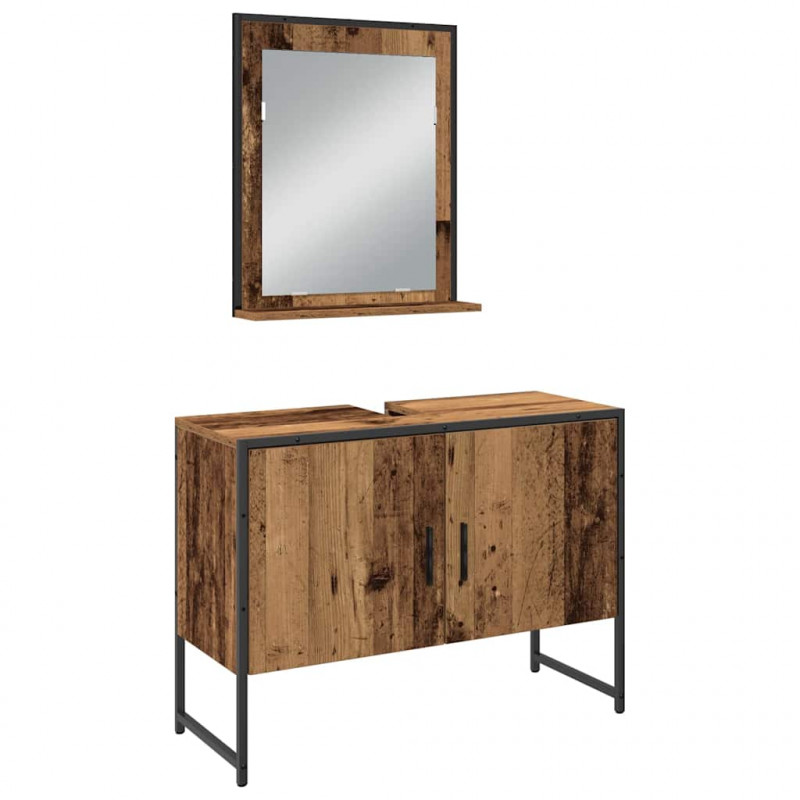 Zestaw mebli łazienkowych 3 pcs Brązowy Materiał drewnopochodny