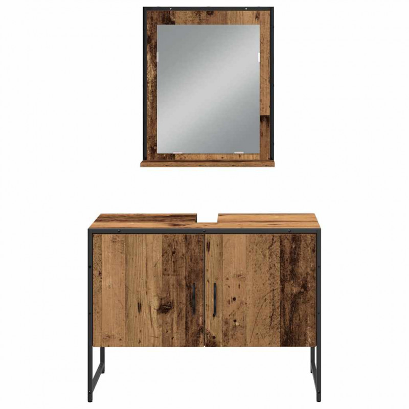 Zestaw mebli łazienkowych 3 pcs Brązowy Materiał drewnopochodny