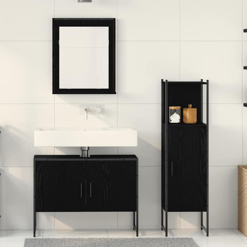 Zestaw mebli łazienkowych 3 pcs Czarny Materiał drewnopochodny