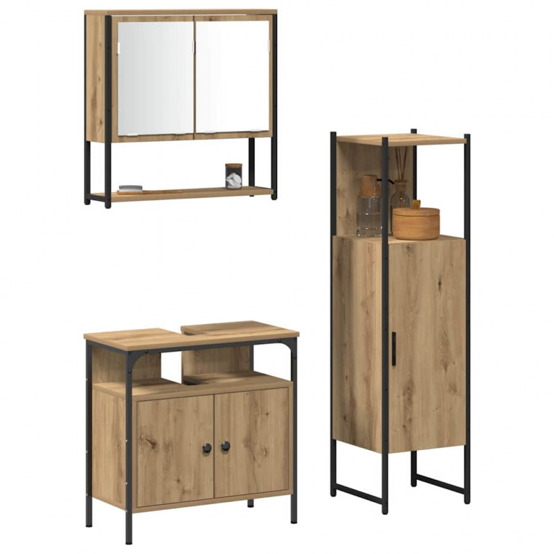 Zestaw mebli łazienkowych 3 pcs Brązowy Materiał drewnopochodny