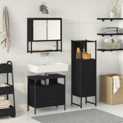 Zestaw mebli łazienkowych 3 pcs Czarny Materiał drewnopochodny