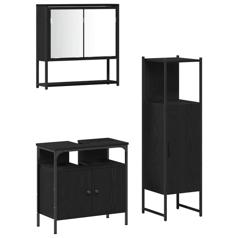 Zestaw mebli łazienkowych 3 pcs Czarny Materiał drewnopochodny