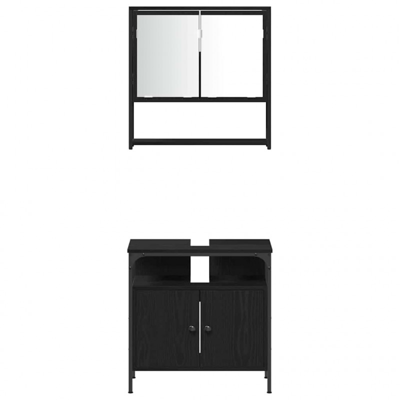 Zestaw mebli łazienkowych 3 pcs Czarny Materiał drewnopochodny